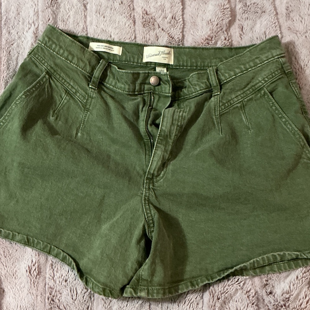 Universal Thread Olive Green High-Rise Cotton Shorts size 12
